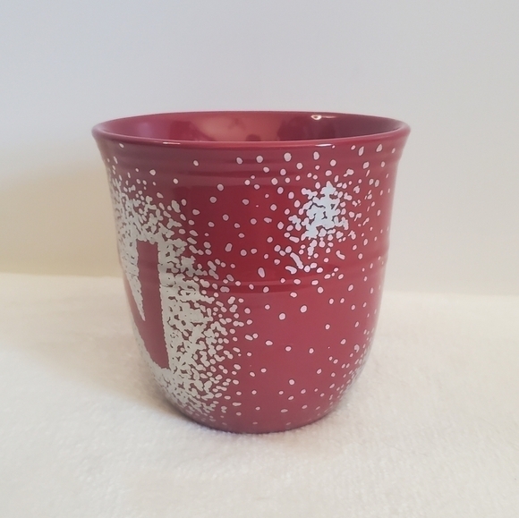 MAINSTAYS Monogram Initial M Silver Deep Red Stoneware Coffee Cup Mug 16 Oz - Picture 3 of 11